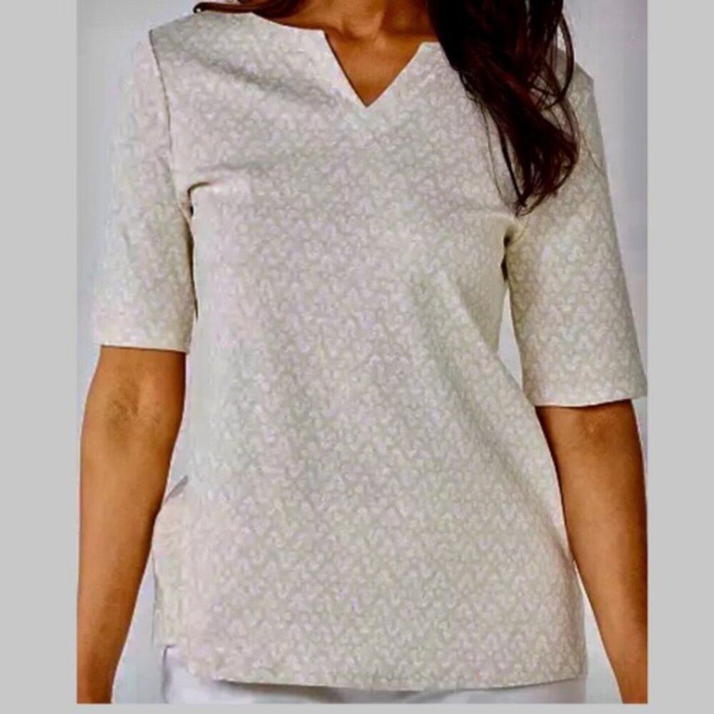 Croft & Barrow Elbow Sleeve Splitneck Top 3X